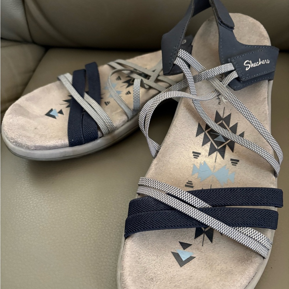 Skechers Women's Navy and Gray Strappy Sandals